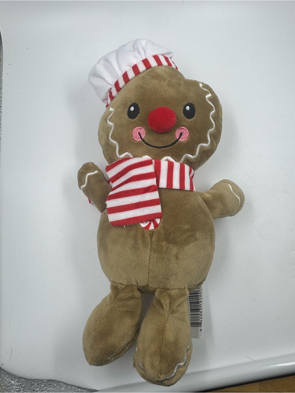 Holiday Time Gingerbread Man Plush Stuffed Animal 11" Hat Scarf Brown